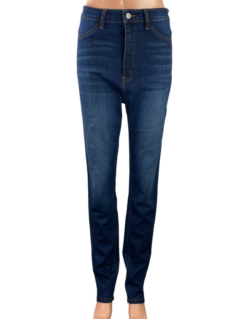 Kancan Women's Blue High Waisted Y2k Dark Wash Skinny Denim Jeans Size 9/28